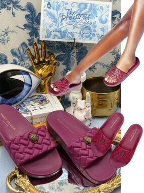 🆕 KURT GEIGER LONDON 🧿 NWOT Meena Eagle Quilted Slide, Purple